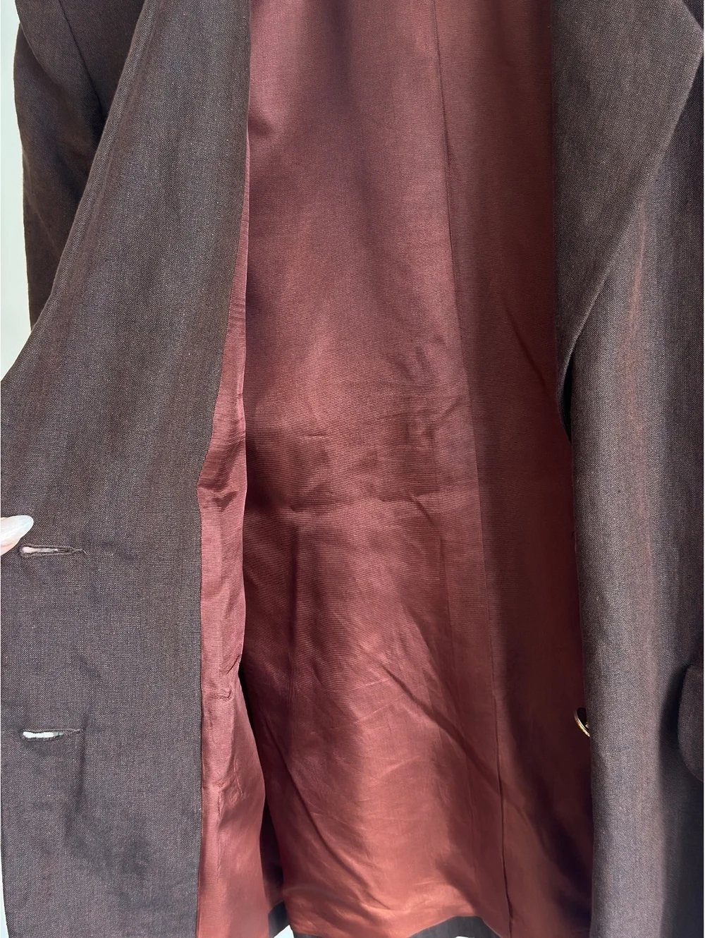 Vintage Colna Paris 100% Linen Brown Blazer Made in France FR 42
